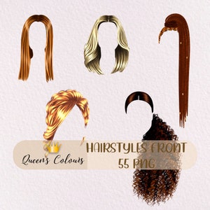 Front Hair Clipart Set, Custom Hairstyles Clipart, Hair Set Clip Art, Natural Hair Clipart, Hairstyles Clipart, Hair Salon Clipart.