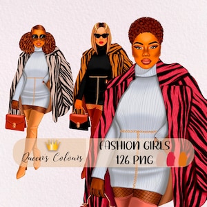 Business Girl Clipart, Planner Girl Clipart, Boss Babe Clipart, Black Woman Clipart, Planner Girl Clipart, Fashion Girl Stickers.