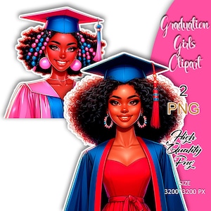 Clipart de chica graduada, chica graduada Png, planificador de chica graduada, pegatinas de chica graduada, graduación de estudiantes afro, chica negra PNG.