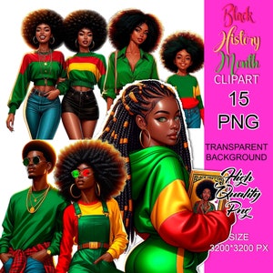 Black History Month Clipart Bundle, Juneteenth clipart, Black People Clipart PNG, Black History Clipart, African American Clipart, Afro PNG.