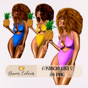 Summer Girl Clipart, Summer Beach Clipart, Beach Girl Clipart, Summer Vibes Clipart, Tropical Holiday, Swimwear Girl Clipart.