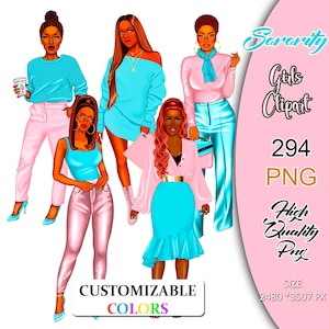 Sorority Girls Clipart, Sister Girls Clipart,  Sisterhood Clipart, Black Girl Stickers, Sorority Clipart, Black Girl Planner, Lady Boss PNG.