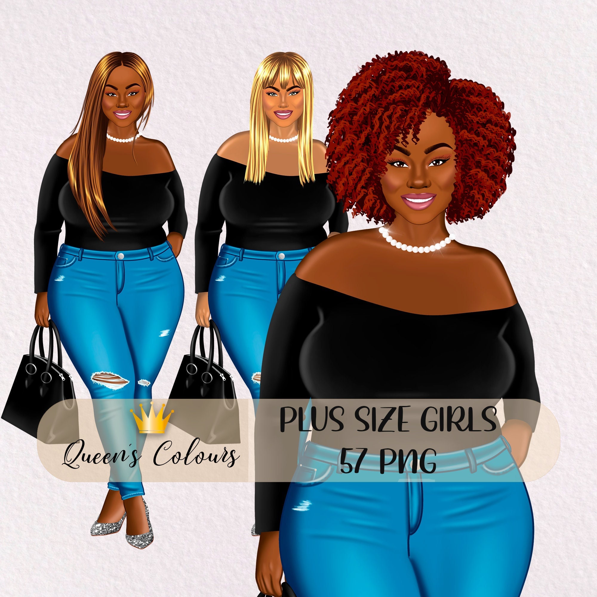Curvy Girl Clipart Plus Size Girl Clipart Black Women - Etsy Australia
