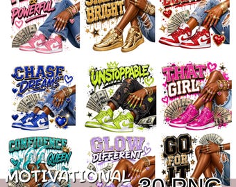 Motivational Girl Legs Png Bundle, Fashion Sneaker Clipart, 30 Png Bundle, Fashion Quote Clipart, Money Aesthetic Graphics