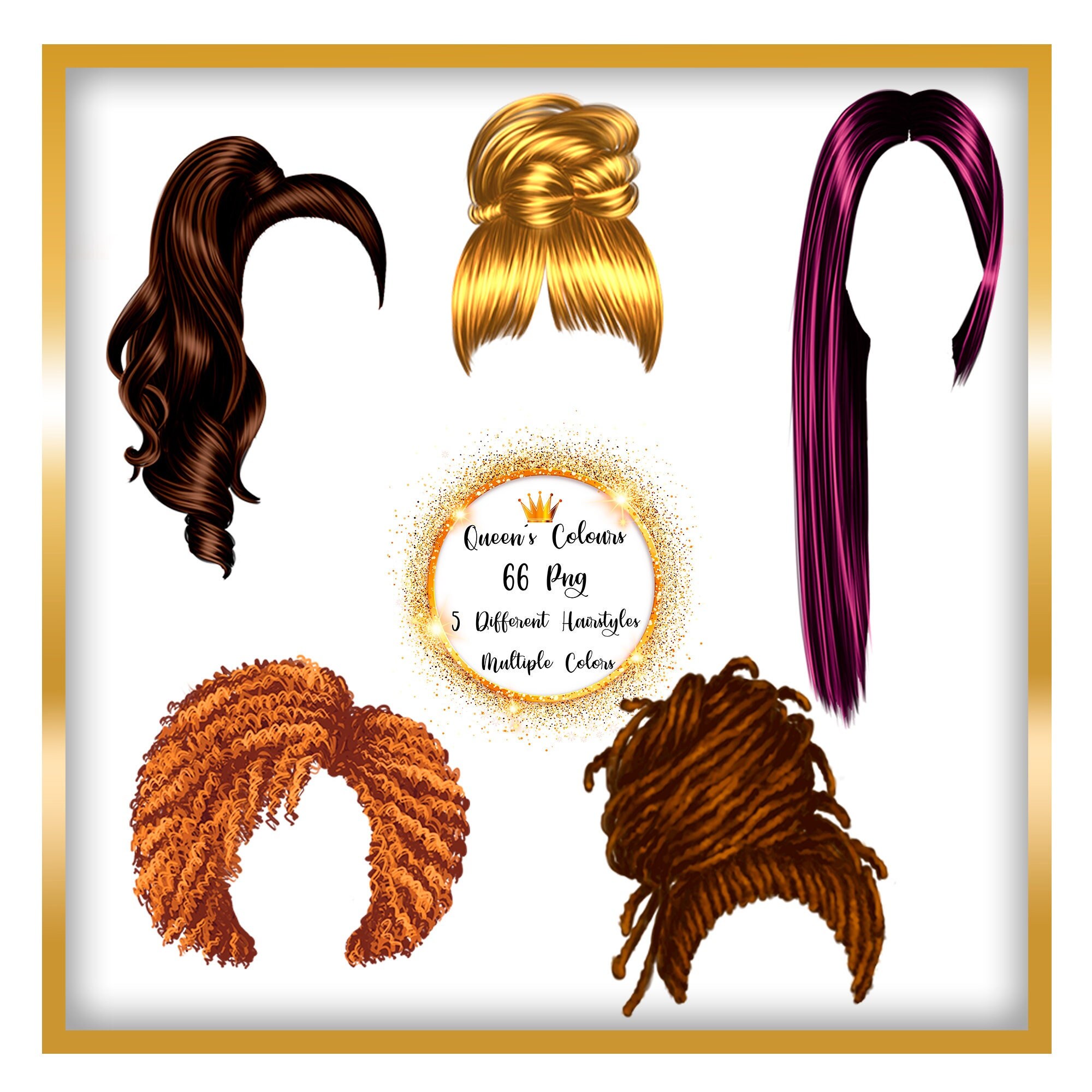Hair Set Clipart Front Hair Cliparthair Salon Etsy Australia