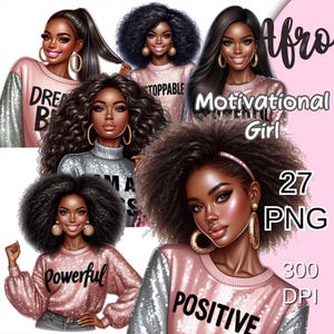 Imágenes prediseñadas de una jefa motivacional de mujer negra, una jefa empoderada con amor propio, una chica negra con afirmación, imágenes prediseñadas de mujeres poderosas, imágenes prediseñadas de moda