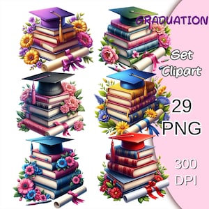 Graduation Hat and Books Png, 29 Png  Graduation Cap, Grad Hat Png, Graduation Planner Stickers, Graduation Sublimation Design.