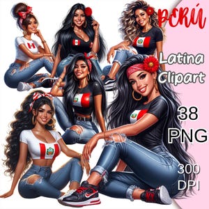 Latina Girl Clipart, Peru Woman Clipart, Hot Latina Png, Chicana Clipart, Peruan Png, Proud Latina Clipart, Hispanic Girl Png, Chicana Pride