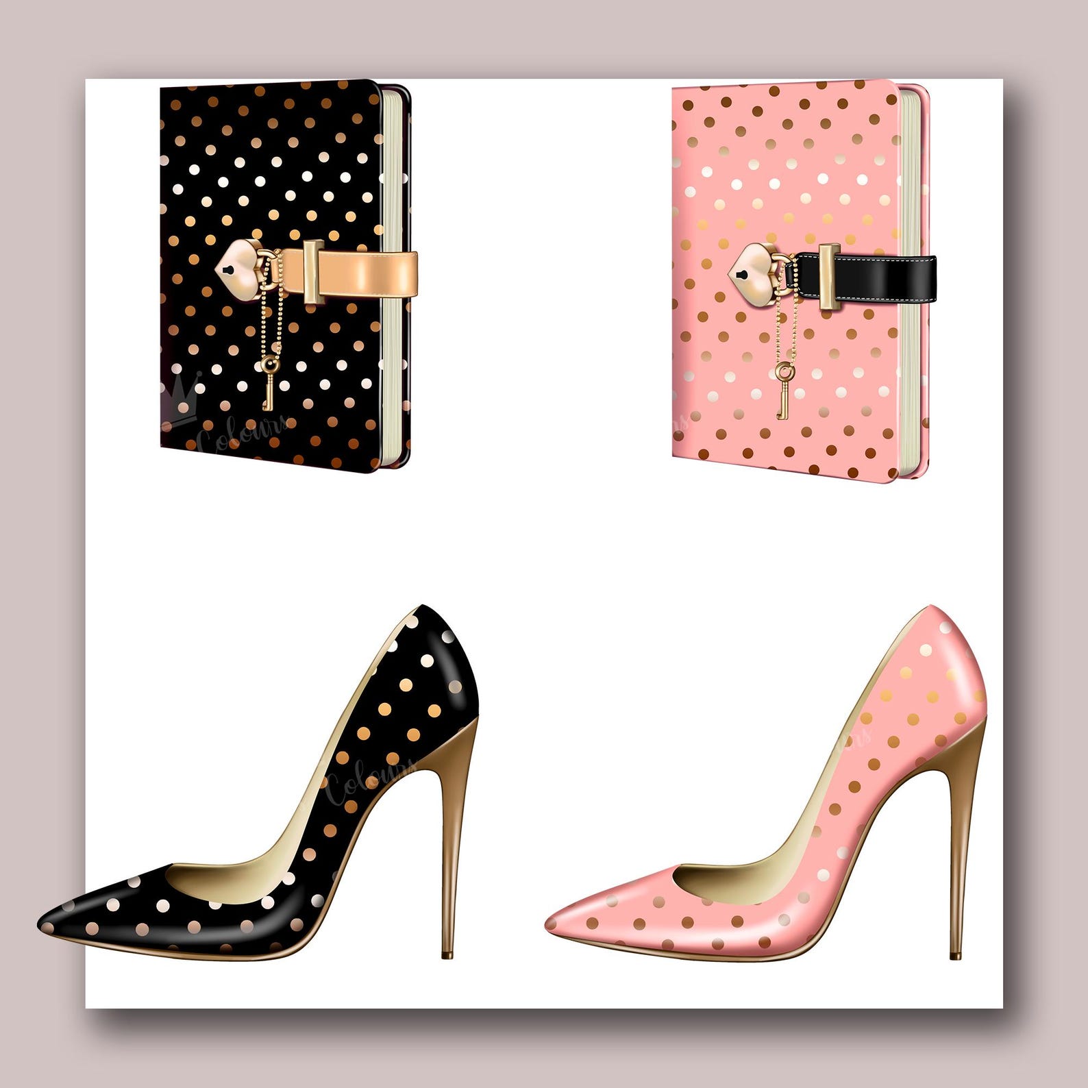 Planner Clipart Polka Dot, Pink Planner Stickers, Stationery Clipart ...