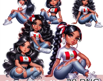 Clipart ragazza chibi latina, bambola chibi peruviana png, clipart ragazza ispanica, ragazza chibi chicana, chibi peruviana png, clipart latina orgogliosa.