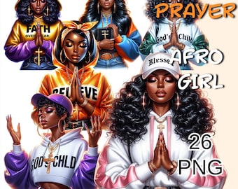 Praying Afro Girl Png, Christian Girl Clip Art, Faith Girl Png, Bible Woman Png, Blessed Girl Png, Spiritual Woman Clipart, Religious Png.
