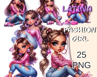 Ragazza latina carina Chibi, Donna Chicana Chibi Png, Ragazza latina Png, Clipart rosa Chibi, Bambole ispaniche bellissime, Bambole Chibi Png, Ragazza carina.