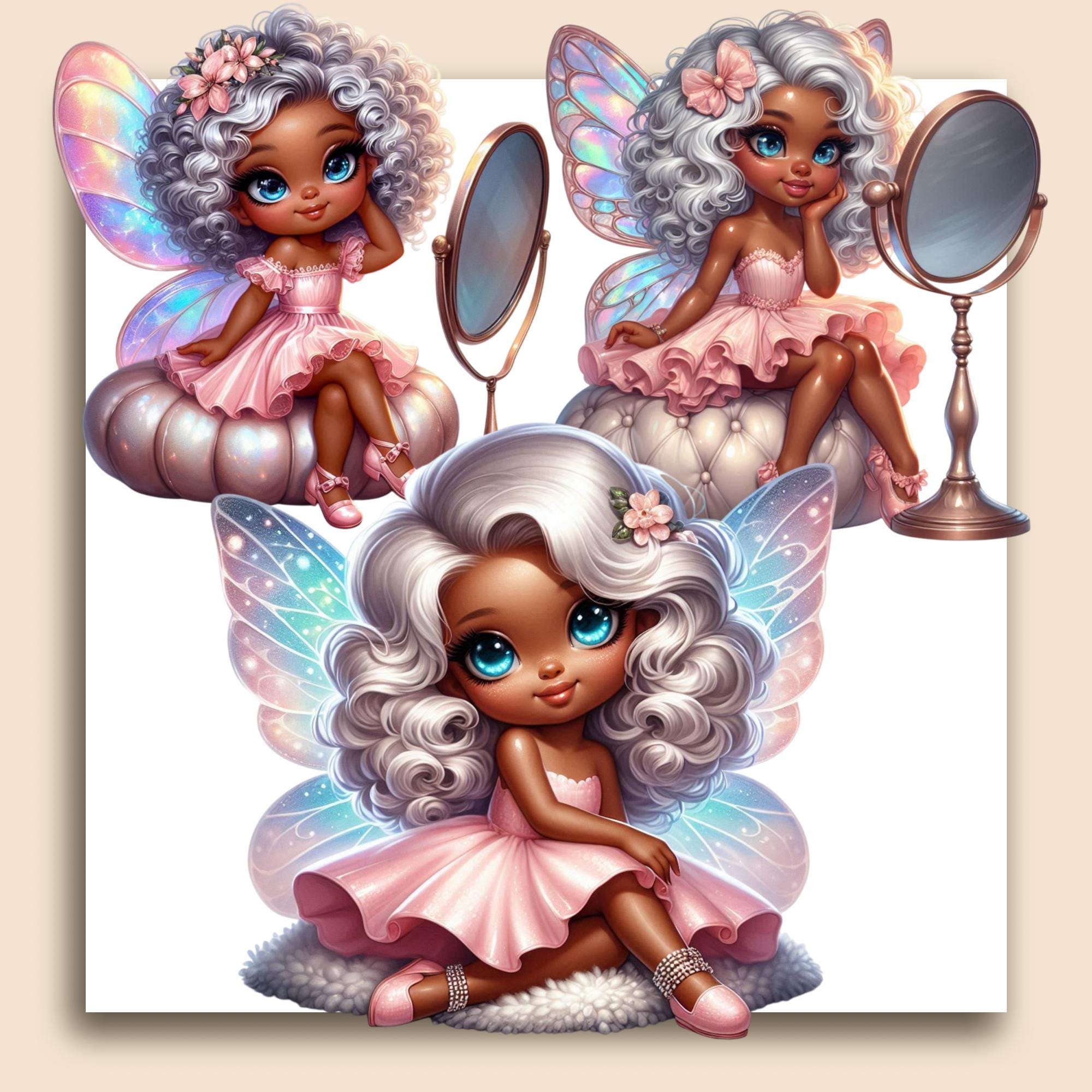 28 Png Black Cute Fairy Clipart, Little Fairy Girl Png, Afro Baby Fairy ...