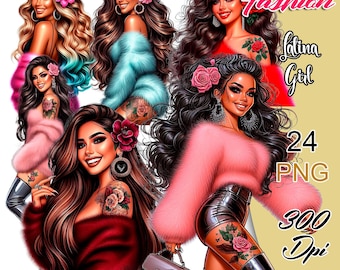 Latina Girl Clipart, Hot Latina Woman Png, Hispanic Girl Png, Fashion Latina Clipart, Proud Latina Png, Chicana Clipart, Mexican Girl Png.