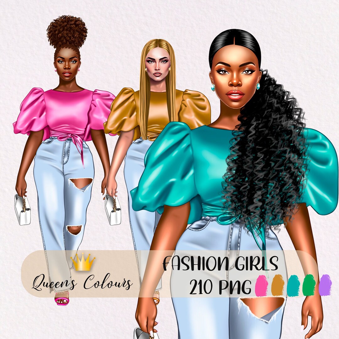 Fashion Girl Clipart Denim Girl Clipart Lady Boss Clipart Black Girl Fashion Girl Clipart Denim Girl Clipart Lady Boss Clipart Black Girl
