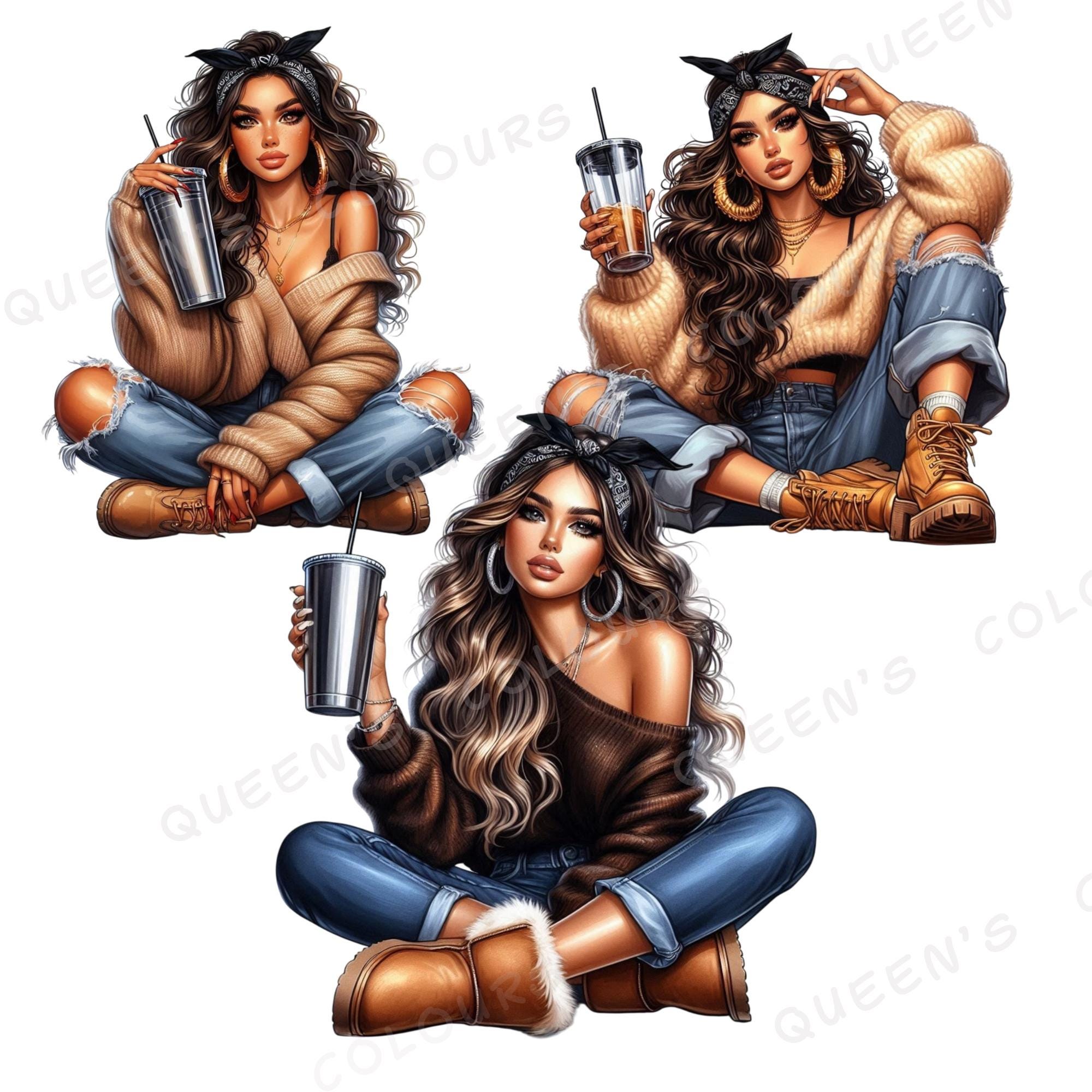 ラテン系の女の子のクリップアート、心地よい秋のラテン系PNG、秋の女性PNG、チカーナのクリップアート、ヒスパニック系の女の子のクリップアート、チカーナチラPNG、おしゃれなラテン系女性  - Etsy 日本, image size:2000x2000