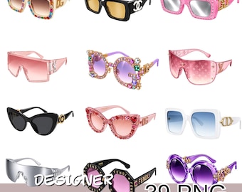 Fashion Designer Sunglasses Png Clipart, Luxury Eyewear Clipart, Designer Inspired Sunglasses Bundle Png.
