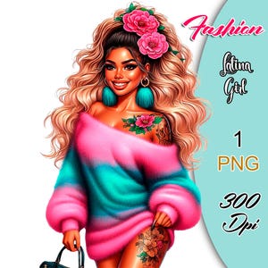 Latina Girl Clipart, Fashion Blonde Latina Clipart, 1 Png, Hot Latina Png, Hispanic Girl Png, Chicana Pride, Latina Woman Clipart.