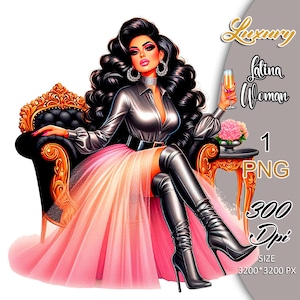 Latina Queen Png, Hispanic Girl Png, Luxury Latina Png, Latina Woman Clipart, Latina Girl Png, Chicana Girl Clipart, Latina Girl Stickers.