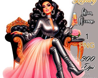 Latina Queen Png, Hispanic Girl Png, Luxury Latina Png, Latina Woman Clipart, Latina Girl Png, Chicana Girl Clipart, Latina Girl Stickers.