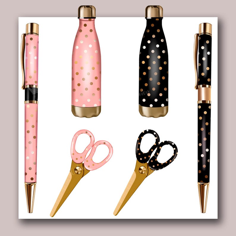 Planner Clipart Polka Dot, Pink Planner Stickers, Stationery Clipart ...