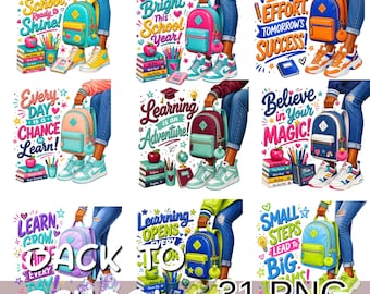 Back to School Png Bundle, Student Backpack Clipart, School Quotes Png, Teacher Sublimation Design, Classroom Quotes Png.