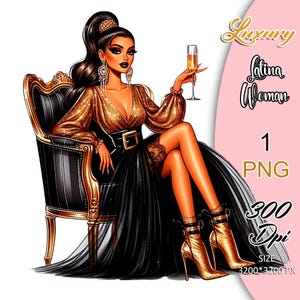 Clipart di Hot Latina Glam Queen, PNG di donna latina di lusso, PNG di ragazza latina, Clipart di Hot Chicana, PNG di latina orgogliosa, Clipart di ragazza ispanica.