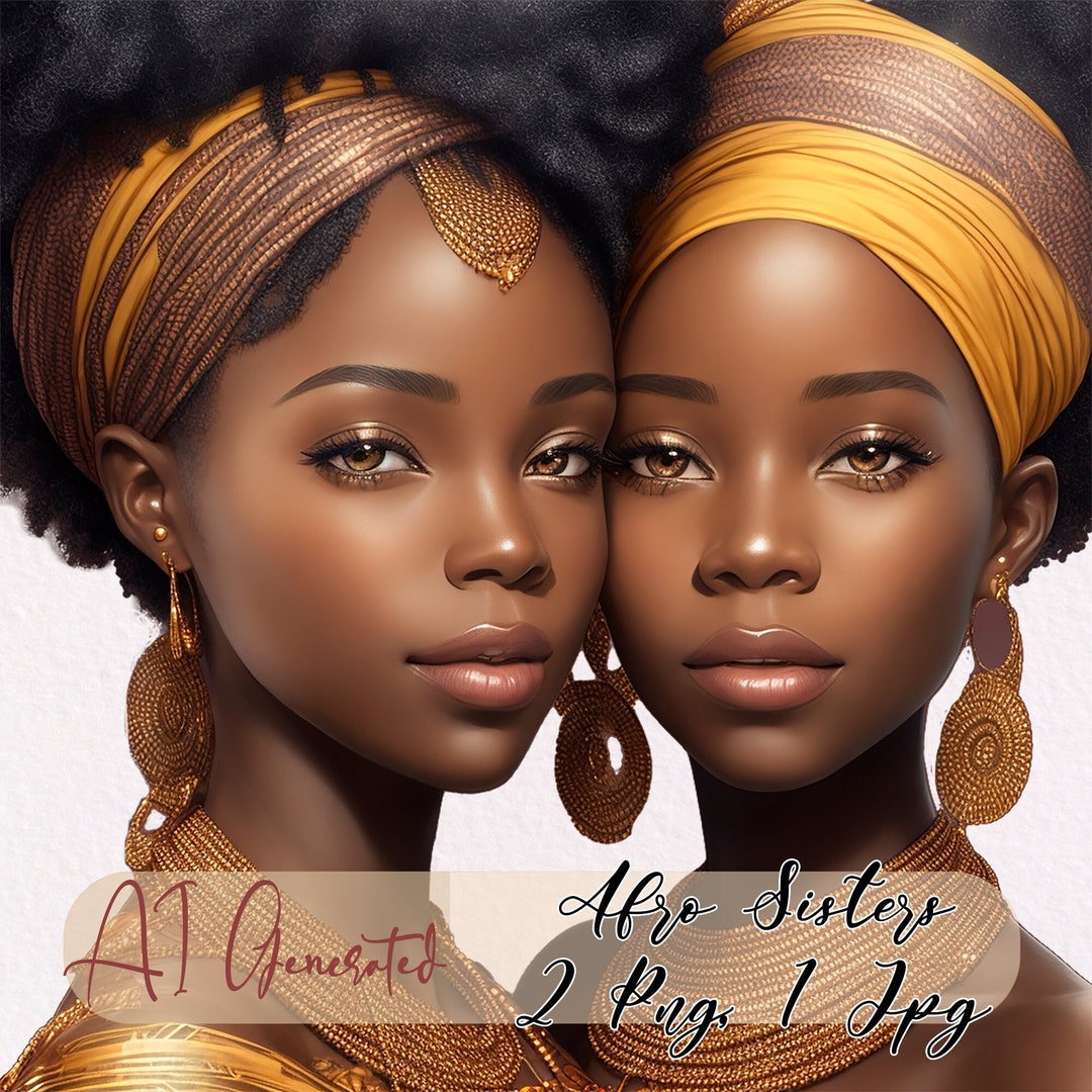 Black Sisters Clipart, Sister Girls Clipart, Afro Sisters, Best Friends ...