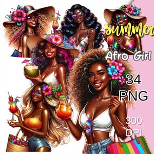 34 Png Summer Black Girl Clipart, Summer Vibes Afro Girl Png, Swimwear Girl Clipart, Summer Black Woman Png, Vacay Girl Png, Beach Girl Png.