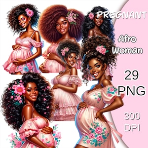 Mulher negra grávida Clipart Png, Dia das Mães PNG, Clipart de maternidade, Clipart de mãe, Clipart de gravidez, Clipart de mulher negra grávida.