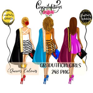 Afstuderen meisjes clipart, College Senior clipart, afstuderen meisjes planner stickers, laatste dag clipart, afstuderen meisje clipart, afstuderen.