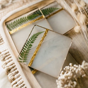 Fern Coasters | 2Pcs | Square Resin Coasters | Nature Inspired Coasters | Housewarming | Gift For Her | Resin Art | Nature lover | Gift Idea