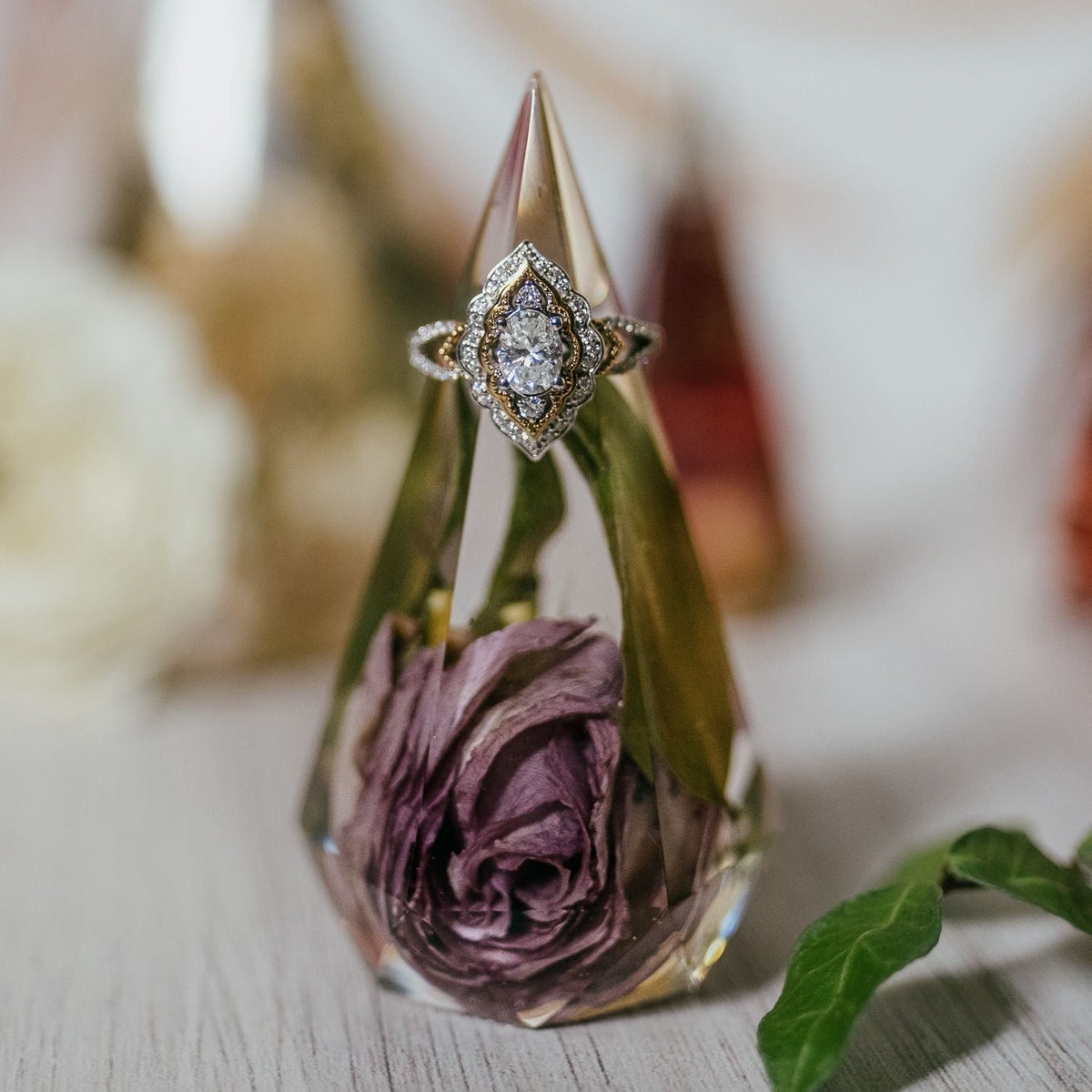 Floral Preservation Ring Holder