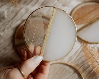 Handmade Resin Leaf Coasters | Gold Accent, Modern Decor (2pcs)