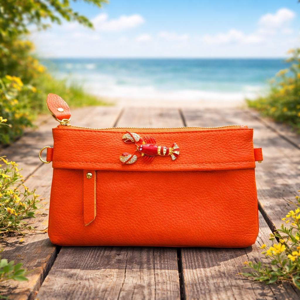 Pochette Mariage Orange - Pochette cérémonie Lucie en sisal collection Léon Montane pour