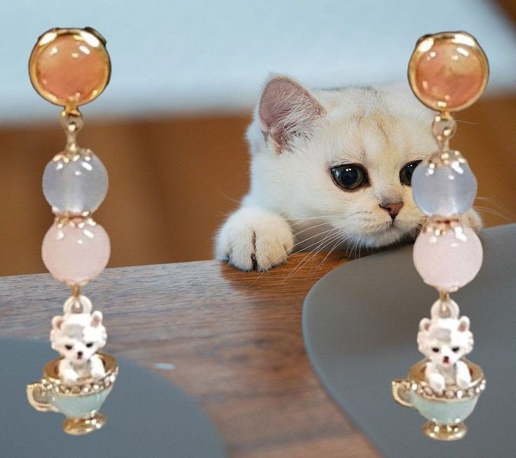 Boucles d'oreilles chat Taratata bijoux Magic doré noir