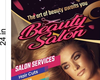 Hair Salon 38 Photo-Realistic Paper Poster Premium Interior Inside Sign Services Wall Window Non-Laminated Beauty Color Vertical