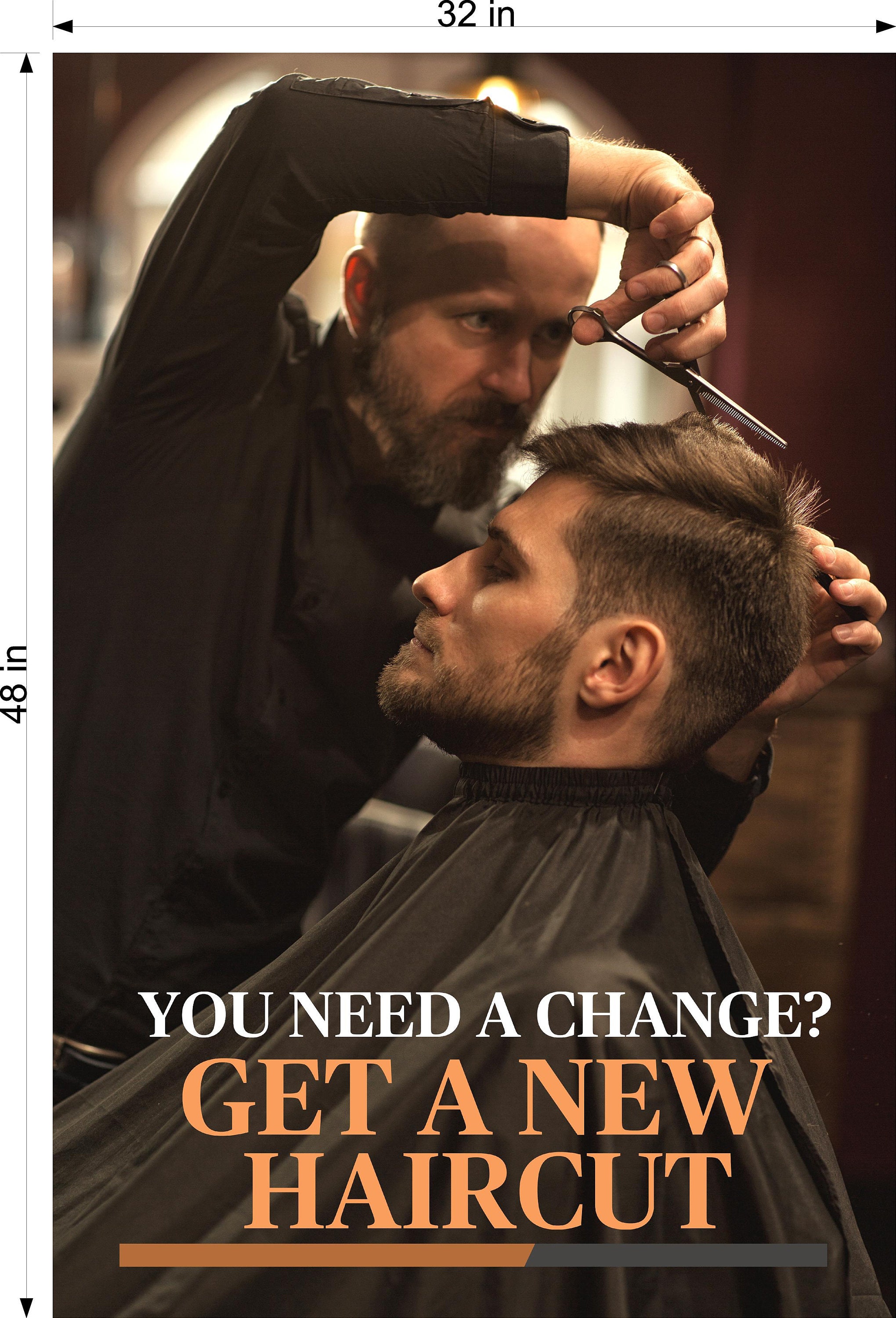 Barber Salon Beauty Spa Hair Style Cut Design Poster – 24x36, Laminated, Adult Men