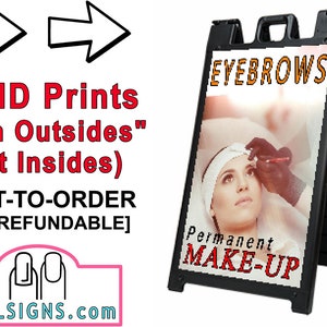 Eyebrows A-Frame Sign SIGNICADE Black 36&quot; X 24&quot; 11, 16, 17, 18, 19, 20 Waxing Salon Sidewalk Portable Display Posters