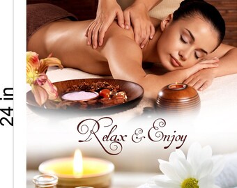 Spa 24 Photo-Realistic Paper Poster Premium Interior Inside Sign Wall Window relax & enjoy massage Non-Laminated Body Vertical