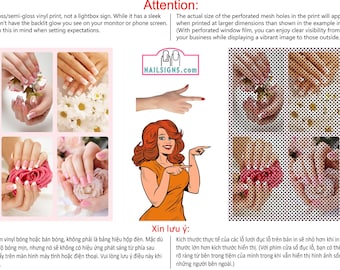 Salon 22 Perforated Mesh One Way Vision Window See-Through Sign Manicure Salon Nails Poster Vinyl Advertising Vertical