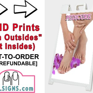 Pedicure A-Frame SIGNS SIGNICADE White 36&quot; X 24&quot; 01, 06, 07, 08, 09, 10 Salon Sidewalk Portable Display Posters