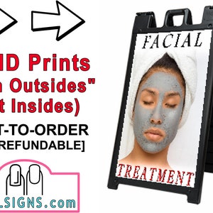 Facial A-Frame Sign SIGNICADE BLACK 36&quot; X 24&quot; 01, 02, 03, 04, 05, 08, 09 Treatment Sidewalk Portable Display Posters