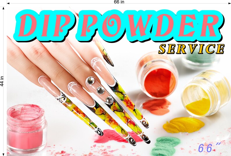 Dip Powder X Photo-Realistic Paper Poster Premium Matte Interior Inside Sign Dip Nail Salon Manicure Wall Window Non-Laminated Horizontal