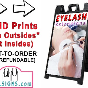 Eyelashes A-Frame Sign SIGNICADE BLACK 36&quot; X 24&quot; 03, 04, 05, 06, 10 Extensions Salon Sidewalk Portable Display Posters