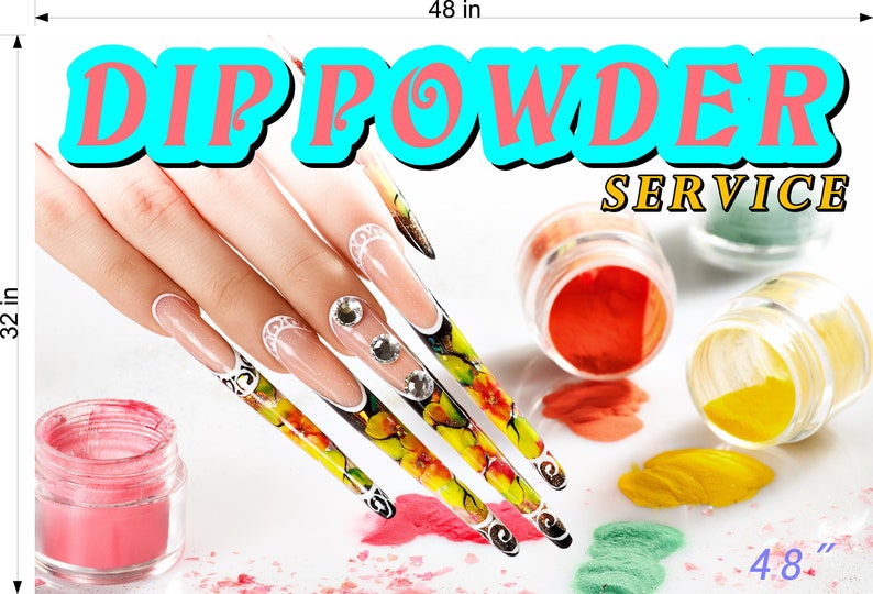 Dip Powder X Photo-Realistic Paper Poster Premium Matte Interior Inside Sign Dip Nail Salon Manicure Wall Window Non-Laminated Horizontal
