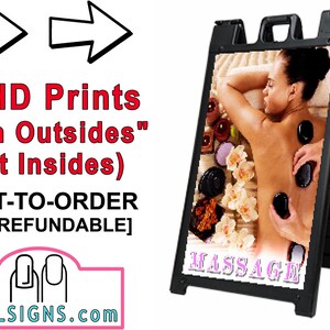 Massage A-Frame SIGNS SIGNICADE BLACK 36&quot; X 24&quot; 01, 02, 03, 05, 06, 07, 08 Salon Sidewalk Portable Display Posters