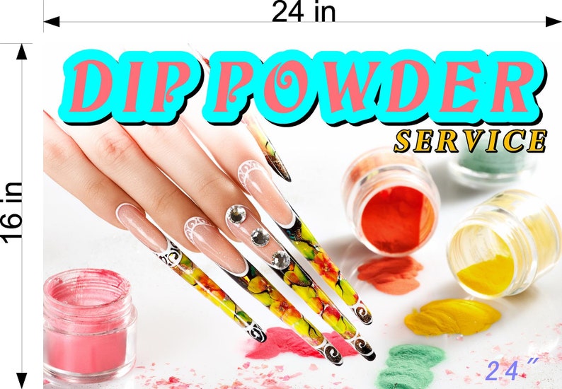Dip Powder X Photo-Realistic Paper Poster Premium Matte Interior Inside Sign Dip Nail Salon Manicure Wall Window Non-Laminated Horizontal