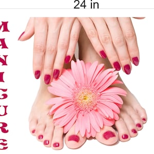 Pedicure & Manicure 07 Perforated Mesh One Way Vision Window See Through Sign Salon Nails Poster Vinyl Feet Advertising Horizontal
