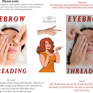 Eyebrows 16 Perforated Mesh One Way Vision  See-Through Window Vinyl Sign Threading Eyebrow Salon Vinyl Advertising Decor Vertical